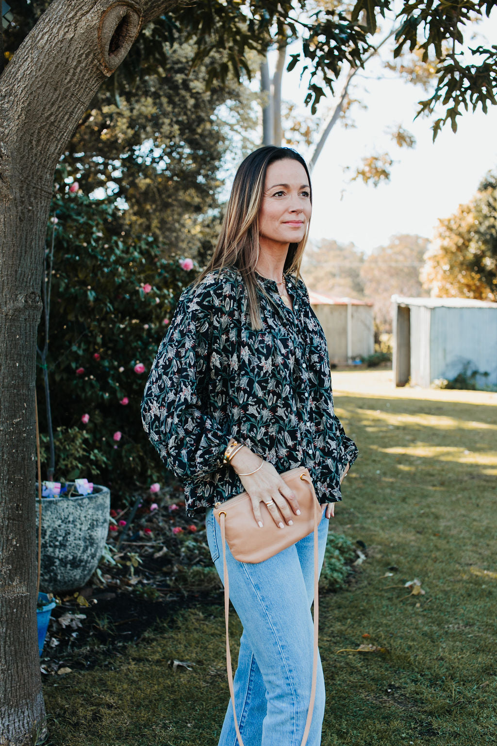 Mini Florence Blush Leather Crossbody Wallet