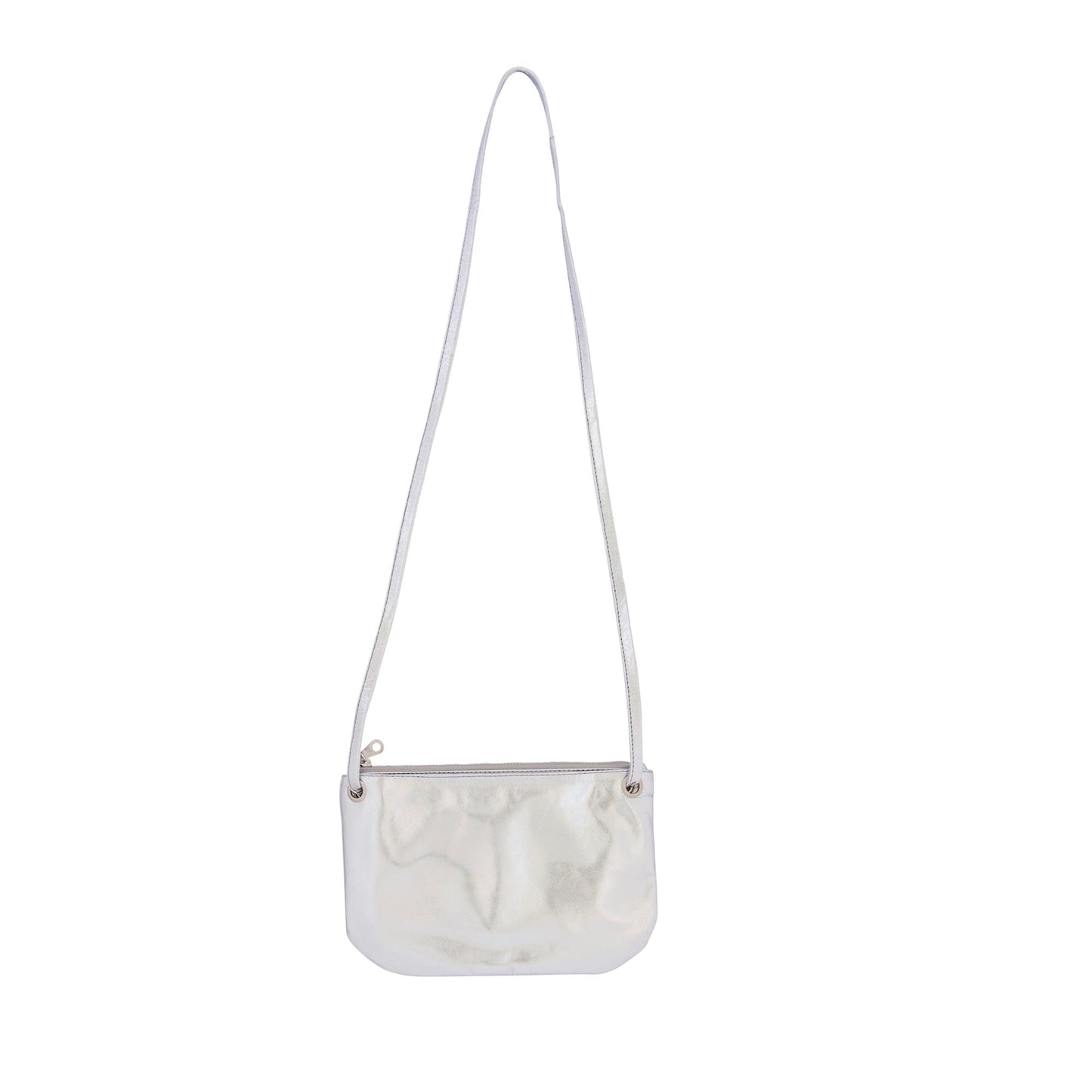Mini Florence Silver Leather Crossbody Wallet