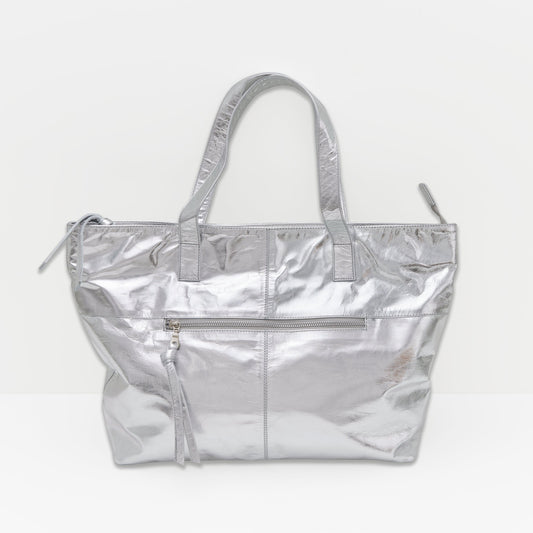Toronto Silver Leather Tote Bag