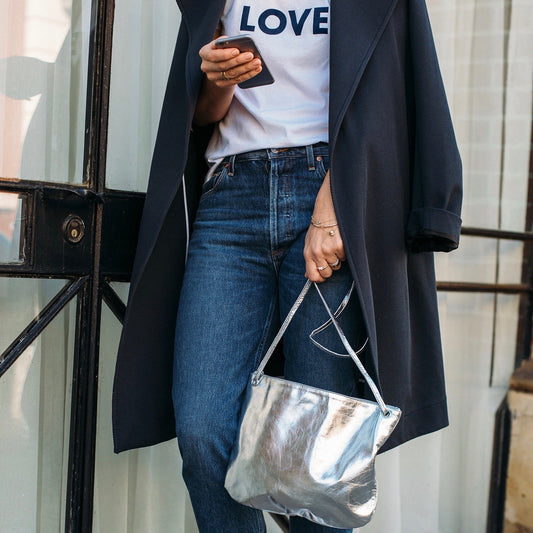 Florence Silver Leather Crossbody