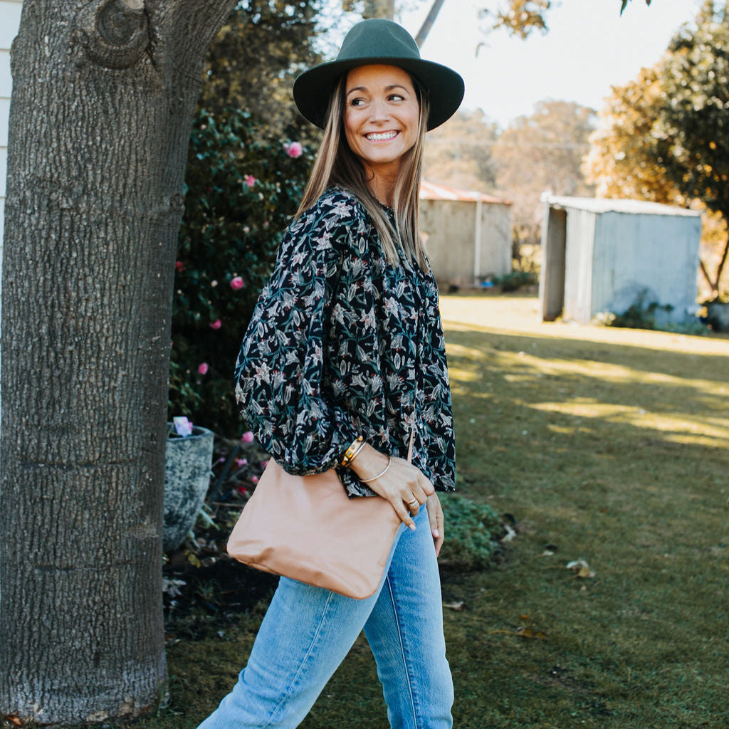 Florence Blush Leather Crossbody
