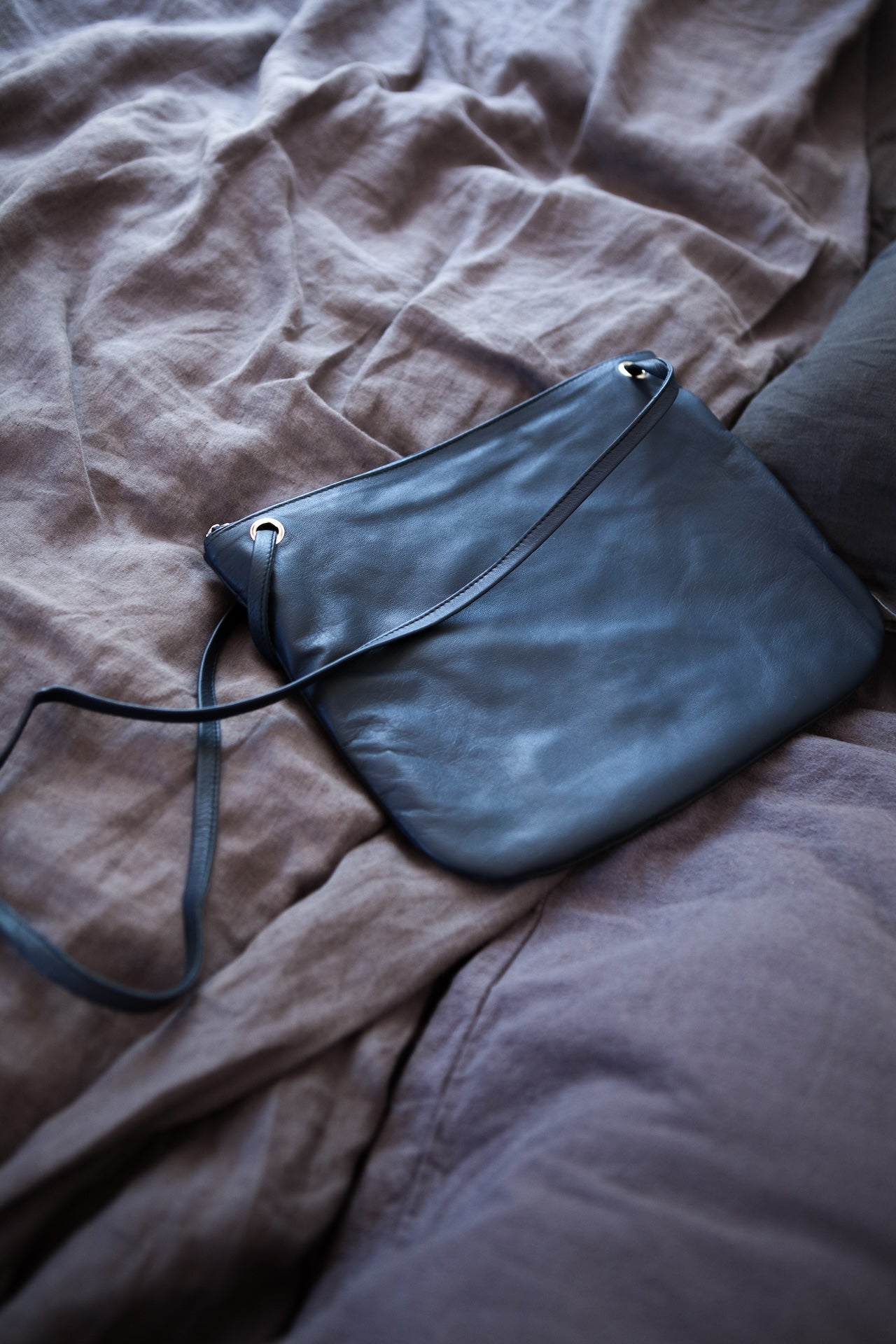 Florence French Navy Sheep Leather Crossbody
