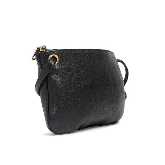 Mini Florence Pebbled Black Leather Crossbody Wallet