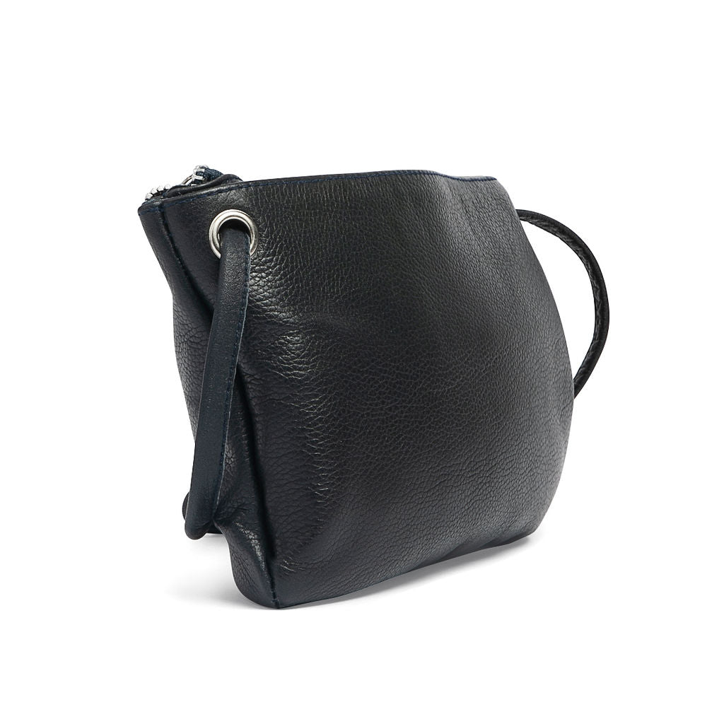 Mini Florence French Navy Leather Crossbody Wallet