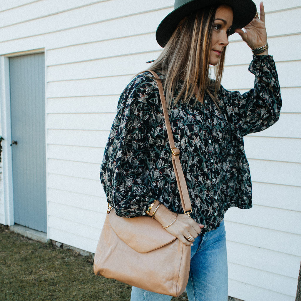 Singapore Blush Leather Crossbody Bag