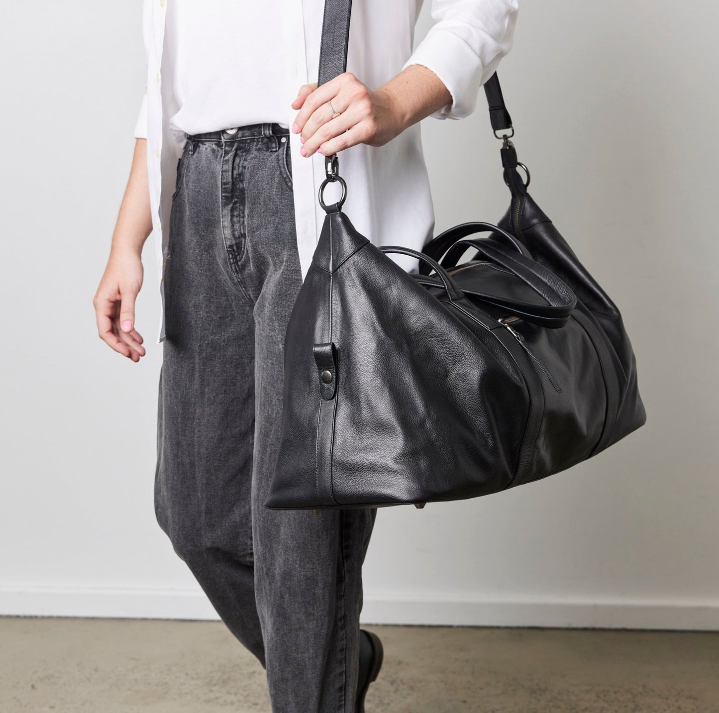 Sorrento Black Pebbled Leather Weekender